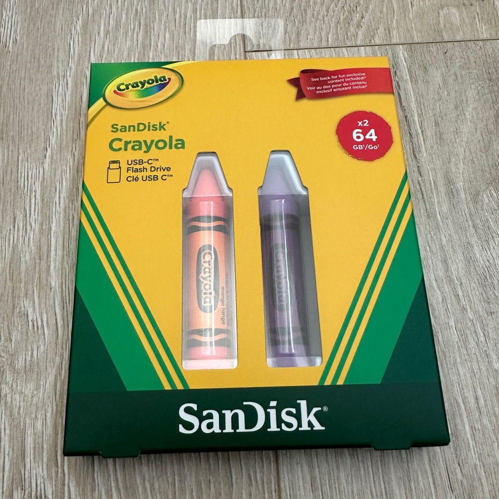 Sandisk Crayola USB-C Flash Drive - Mango Tango and Vivid Violet - 64GB